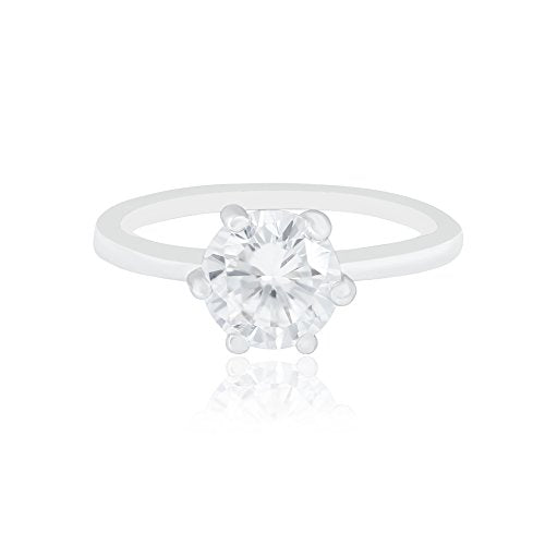 ORROUS & CO Women's 18K White Gold Plated Cubic Zirconia Round Solitaire Engagement Ring (2.35 carats)