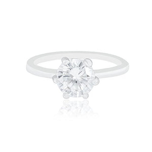 ORROUS & CO Women's 18K White Gold Plated Cubic Zirconia Round Solitaire Engagement Ring (2.35 carats)