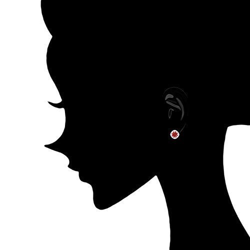 ORROUS & CO Women's 18K White Gold Plated Cubic Zirconia Cushion Shape Halo Stud Earrings (1.90 carats) - Ruby