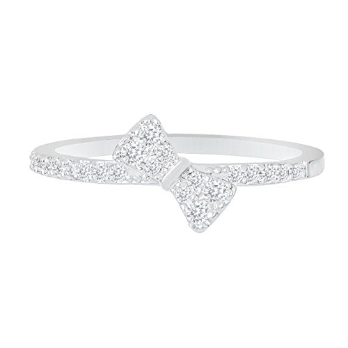 ORROUS & CO Women's 18K White Gold Plated Cubic Zirconia Bow Ring