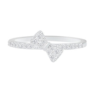 ORROUS & CO Women's 18K White Gold Plated Cubic Zirconia Bow Ring