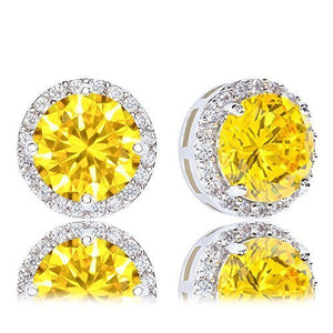ORROUS & CO Women's 18K Gold Plated Cubic Zirconia Round Halo Stud Earrings (3.45 carats)
