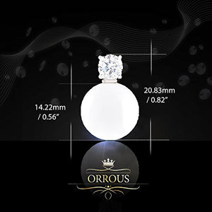 ORROUS & CO Women's 18K Gold Plated Round Simulated Shell Pearl and Solitaire Cubic Zirconia Earrings (14-14.5mm, 1.45 carats)
