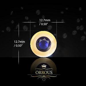 ORROUS & CO Women's 18k Yellow Gold Plated Bezel Cubic Zirconia Solitaire Stud Earrings (5.00 carats) - Sapphire