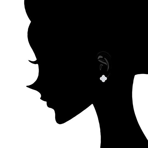ORROUS & CO Women's 18K Gold Plated Cubic Zirconia Four Leaf Clover Stud Earrings