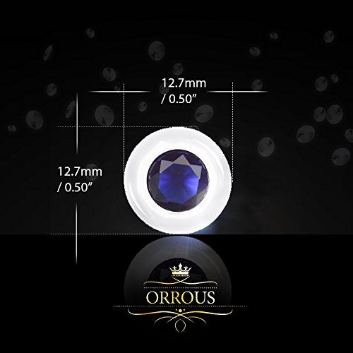 ORROUS & CO Women's 18k White Gold Plated Bezel Cubic Zirconia Solitaire Stud Earrings (5.00 carats) - Sapphire