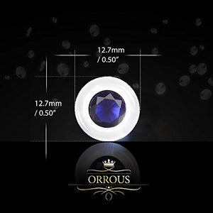 ORROUS & CO Women's 18k White Gold Plated Bezel Cubic Zirconia Solitaire Stud Earrings (5.00 carats) - Sapphire