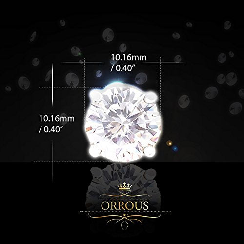 ORROUS & CO Women's 18K White Gold Plated Round Cubic Zirconia Solitaire Stud Earrings (6.80 carats)
