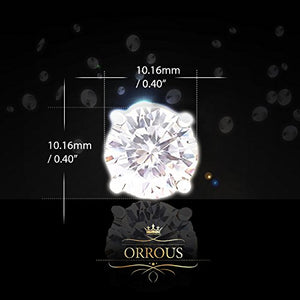 ORROUS & CO Women's 18K White Gold Plated Round Cubic Zirconia Solitaire Stud Earrings (6.80 carats)