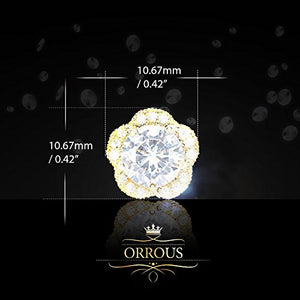 ORROUS & CO Women's 18K Yellow Gold Plated Cubic Zirconia Flower Halo Stud Earrings (2.30 carats)