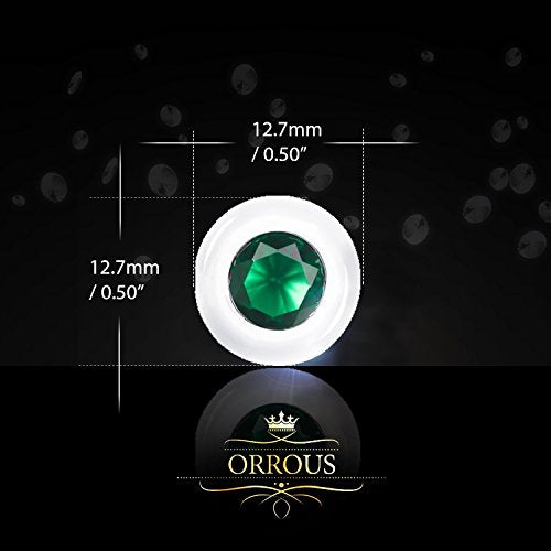 ORROUS & CO Women's 18k White Gold Plated Bezel Cubic Zirconia Solitaire Stud Earrings (5.00 carats) - Emerald