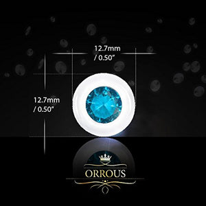 ORROUS & CO Women's 18k White Gold Plated Bezel Cubic Zirconia Solitaire Stud Earrings (5.00 carats) - Aquamarine