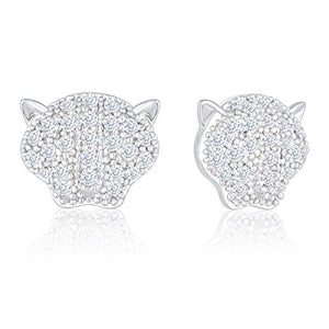 ORROUS & CO Women's 18K White Gold Plated Cubic Zirconia Panther Stud Earrings