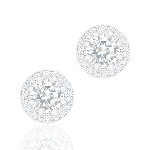 ORROUS & CO Women's 18K White Gold Plated Cubic Zirconia Round Halo Stud Earrings