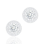 ORROUS & CO Women's 18K White Gold Plated Cubic Zirconia Round Halo Stud Earrings