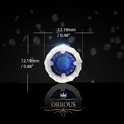 ORROUS & CO Women's 18K White Gold Plated Illusion Solitaire Cubic Zirconia Halo Stud Earrings (2.25 carats) - Sapphire