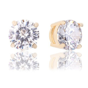 ORROUS & CO Women's 18K Yellow Gold Plated Round Cubic Zirconia Solitaire Stud Earrings (6.80 carats)