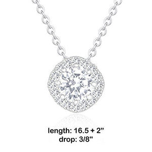 ORROUS & CO Women's 18K White Gold Plated Cubic Zirconia Cushion Shape Halo Pendant Necklace (1.90 Carats)