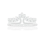 ORROUS & CO Women's 18K White Gold Plated Princess Crown Tiara Cubic Zirconia Enhancer Guard Double Ring
