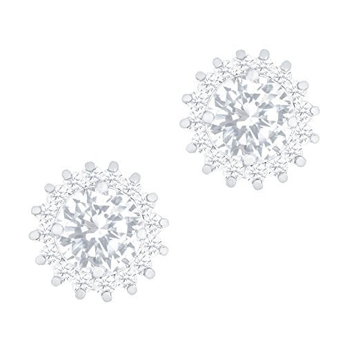 ORROUS & CO Women's 18K White Gold Plated Sunflower Solitaire Cubic Zirconia Halo Stud Earrings (3.50 carats)