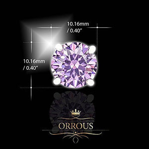 ORROUS & CO Women's 18k White Gold Plated Round Cubic Zirconia Solitaire Stud Earrings (6.80 carats) - Lavender
