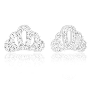 ORROUS & CO Women's 18K White Gold Plated Cubic Zirconia Crown Stud Earrings