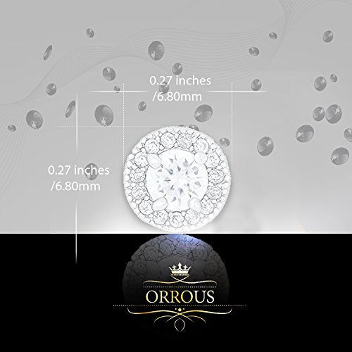 ORROUS & CO Women's 18K White Gold Plated Cubic Zirconia Round Halo Stud Unisex Earrings
