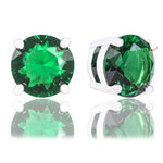 ORROUS & CO Women's 18K White Gold Plated Round Cubic Zirconia Solitaire Stud Earrings (6.80 carats) - Emerald