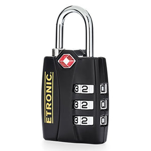 ETRONIC T6 TSA-Approved Lock TSA Open Alert Indicator Resettable Combination TSA-Accepted Luggage Lock, 1-3/16in (30mm) Wide