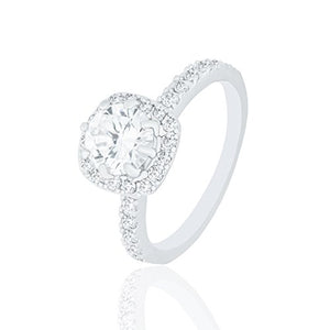 ORROUS & CO Women's 18K White Gold Plated Cushion Halo Cubic Zirconia Engagement Ring (1.90 Carats)