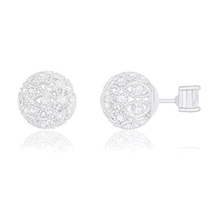 ORROUS & CO Women's 18K White Gold Plated Cubic Zirconia Princess Cut Solitaire Reversible Ball Stud Earrings (0.50 carats)