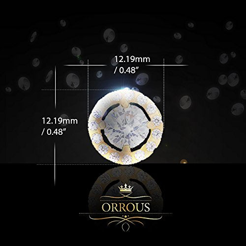 ORROUS & CO Women's 18K Yellow Gold Plated Illusion Solitaire Cubic Zirconia Halo Stud Earrings (2.25 carats)