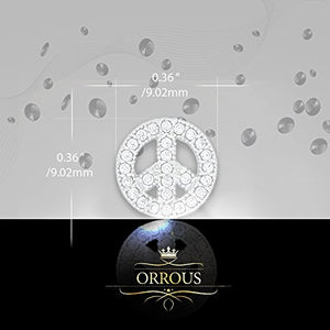 ORROUS & CO Women's 18K White Gold Plated Cubic Zirconia Peace Unisex Stud Earrings
