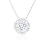 ORROUS & CO Women's 18K White Gold Plated Cubic Zirconia Cushion Shape Halo Pendant Necklace (1.90 Carats)