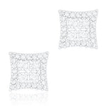 ORROUS & CO Women's 18K White Gold Plated Cubic Zirconia Square Unisex Stud Earrings