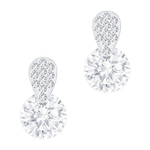 ORROUS & CO Women's 18K White Gold Plated Cubic Zirconia Accent Solitaire Drop Earrings (3.50 carats)