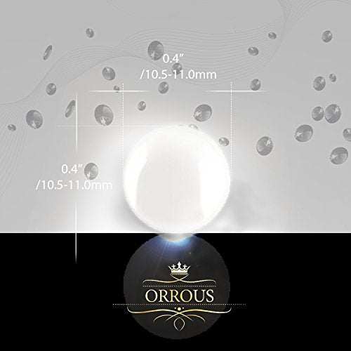 ORROUS & CO Women's 18K White Gold Plated Button Cultured Freshwater Pearl Stud Earrings (7.0-7.5mm)