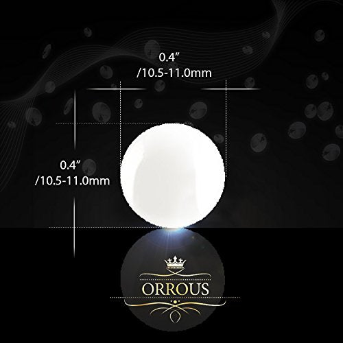 ORROUS & CO Women's 18K White Gold Plated Button Cultured Freshwater Pearl Stud Earrings (10.5-11.0mm)