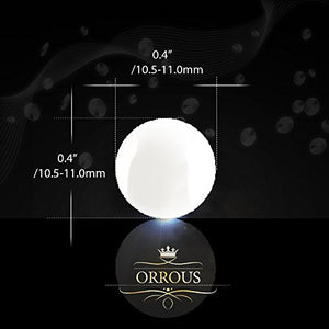 ORROUS & CO Women's 18K White Gold Plated Button Cultured Freshwater Pearl Stud Earrings (10.5-11.0mm)
