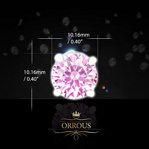 ORROUS & CO Women's 18k Gold Plated Round Cubic Zirconia Solitaire Stud Earrings (6.80 carats) - Pink