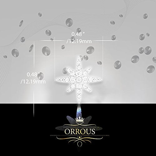 ORROUS & CO Women's 18K White Gold Plated Cubic Zirconia Compass Rose Stud Earrings