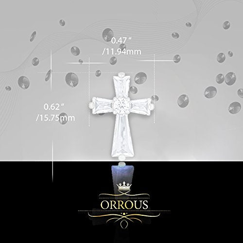 ORROUS & CO Women's 18K White Gold Plated Cubic Zirconia Cruciform Cross Stud Earrings