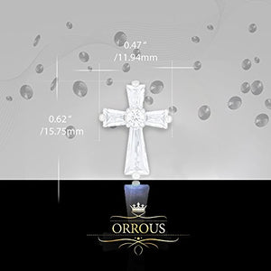 ORROUS & CO Women's 18K White Gold Plated Cubic Zirconia Cruciform Cross Stud Earrings