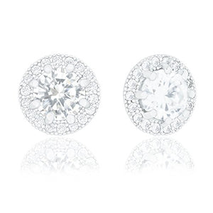 ORROUS & CO Women's 18K White Gold Plated Cubic Zirconia Round Halo Stud Earrings