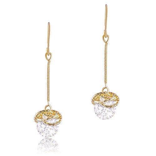 ORROUS & CO Women's 18K Gold Plated Cubic Zirconia Twist Rings Drop Earrings (6.50 carats)