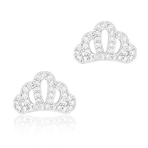 ORROUS & CO Women's 18K White Gold Plated Cubic Zirconia Crown Stud Earrings