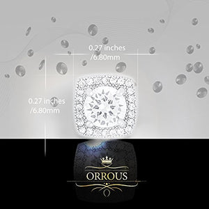 ORROUS & CO Women's 18K White Gold Plated Cubic Zirconia Cushion Shape Halo Stud Earrings