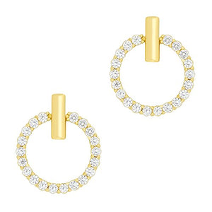 ORROUS & CO Women's 18K Yellow Gold Plated Cubic Zirconia Hoop Halo Stud Earrings