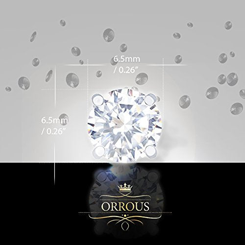 ORROUS & CO Women's 18K White Gold Plated Cubic Zirconia Round Cut Unisex Solitaire Stud Earrings (1.90 carats)