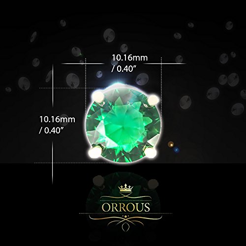 ORROUS & CO Women's 18K Yellow Gold Plated Round Cubic Zirconia Solitaire Stud Earrings (6.80 carats) - Emerald